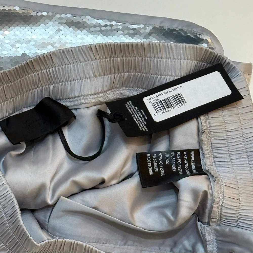 NWT RtA Ganya Sequined Shorts in Lead Crystal Sz Small